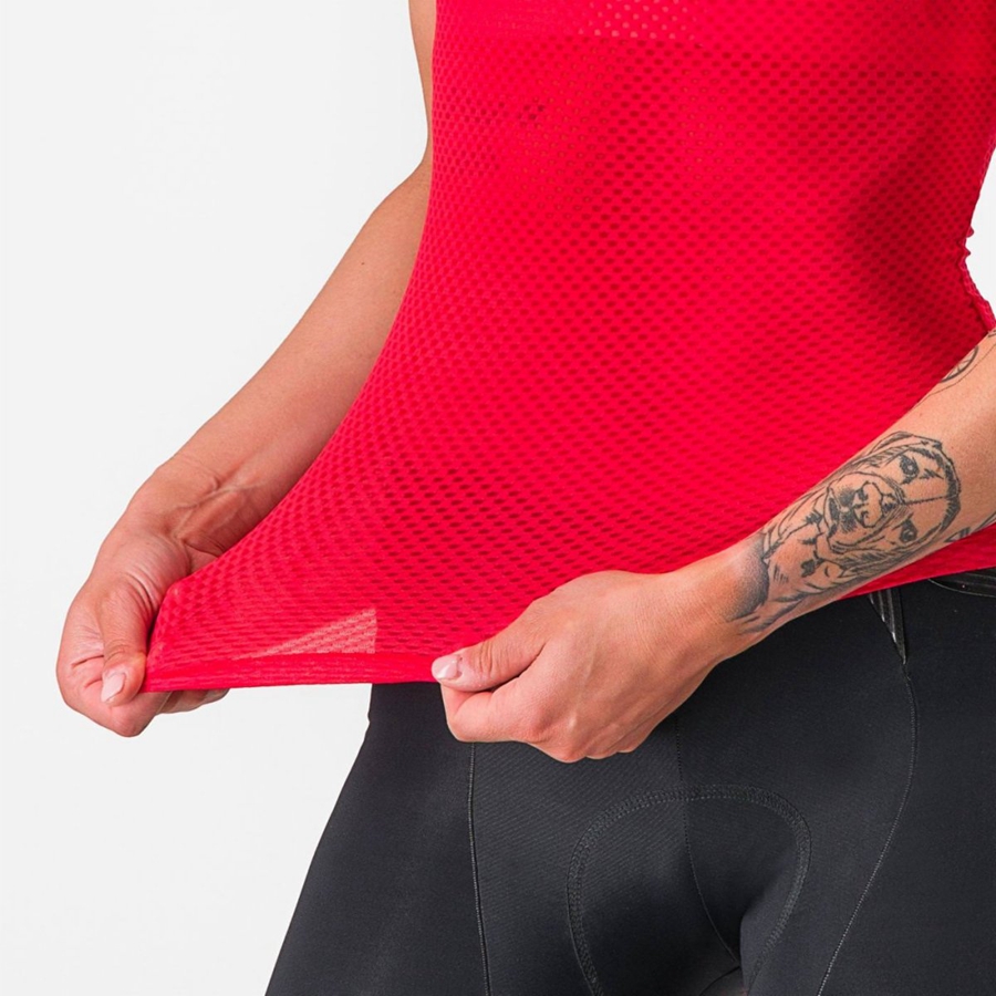 Castelli PRO MESH W SLEEVELESS Base Layer Női Piros | TQLBVDH-37