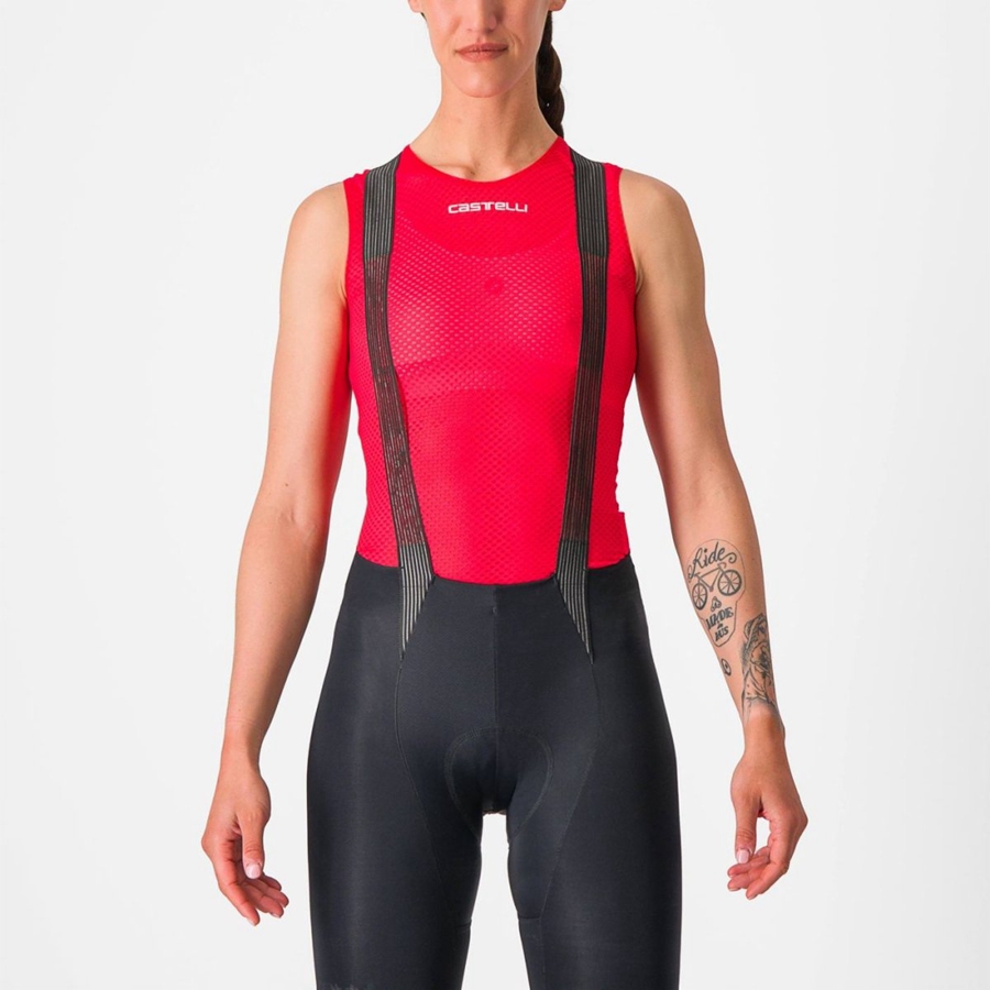 Castelli PRO MESH W SLEEVELESS Base Layer Női Piros | TQLBVDH-37