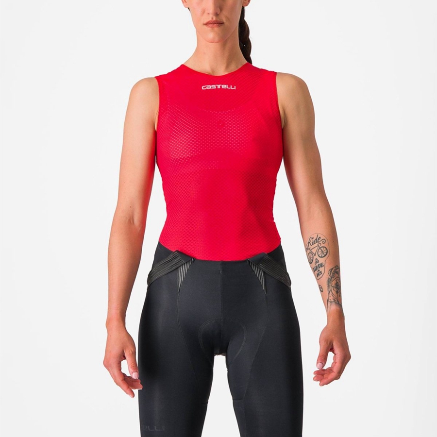 Castelli PRO MESH W SLEEVELESS Base Layer Női Piros | TQLBVDH-37