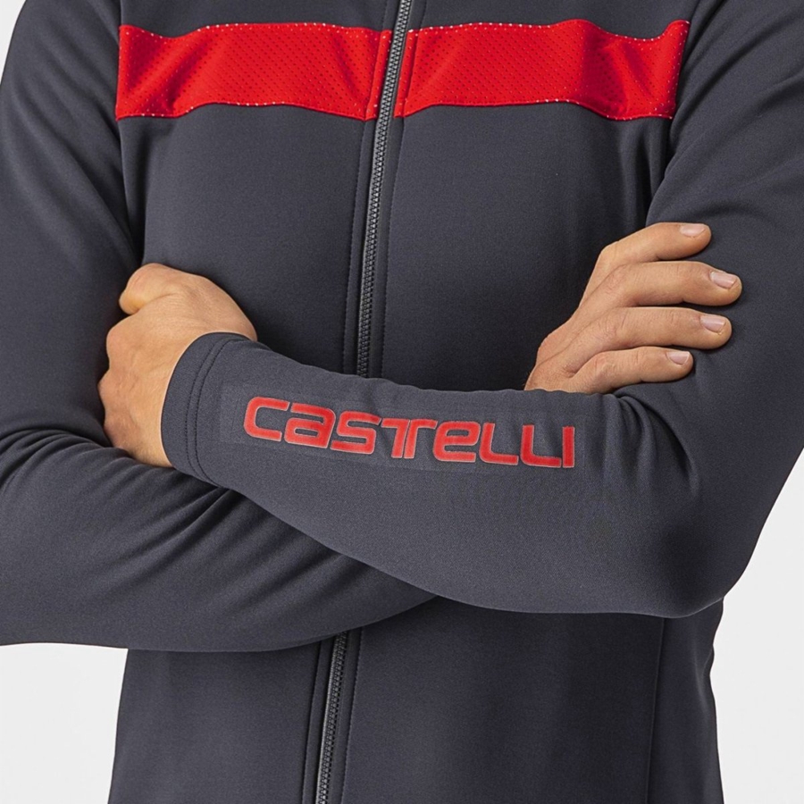 Castelli PURO 3 FZ Mez Férfi Sötétszürke Piros | ZVOWIAJ-02