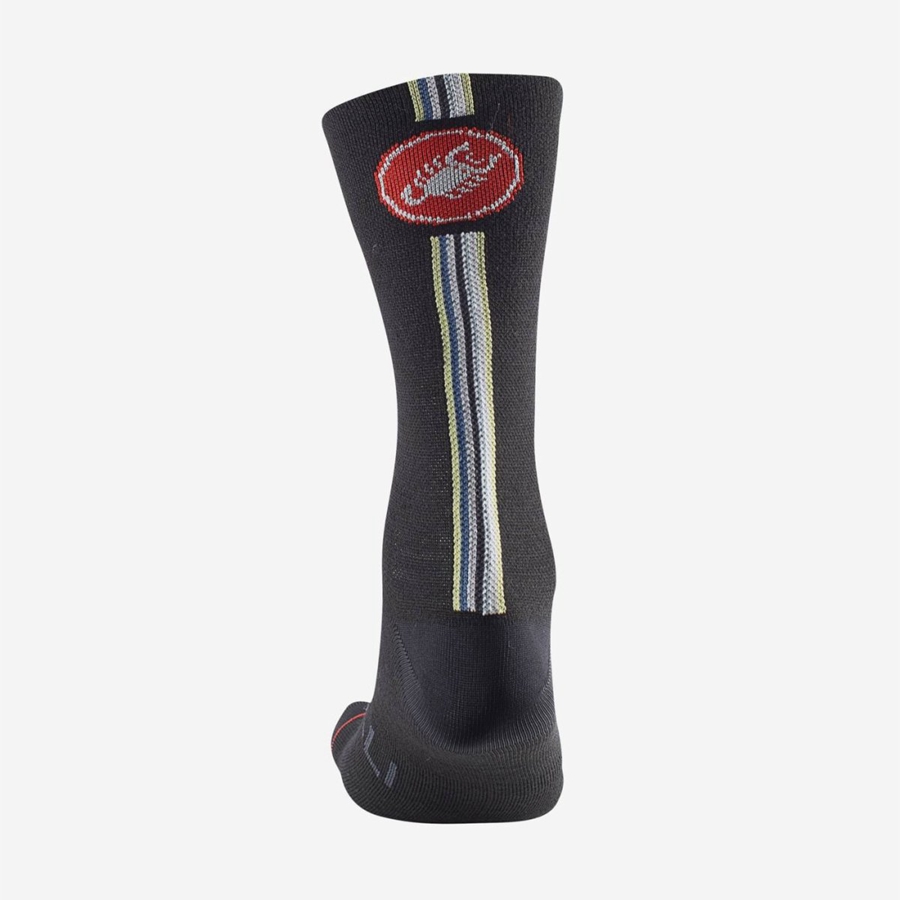 Castelli RACING STRIPE 18 Zokni Férfi Fekete | XKIZGWT-90