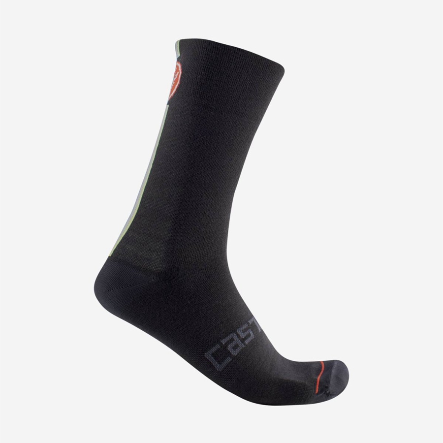 Castelli RACING STRIPE 18 Zokni Férfi Fekete | XKIZGWT-90