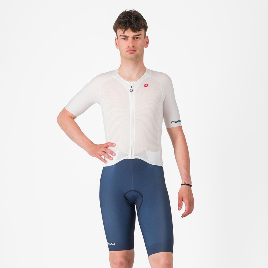 Castelli SANREMO BTW X2 Speedsuit Férfi Fehér Kék | RMLATOV-79