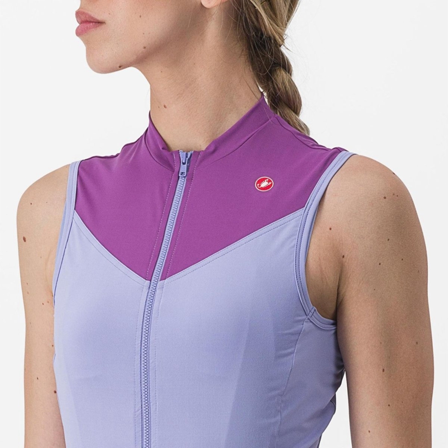 Castelli SOLARIS SLEEVELESS Mez Női Lila Fehér | MZNBWYK-84