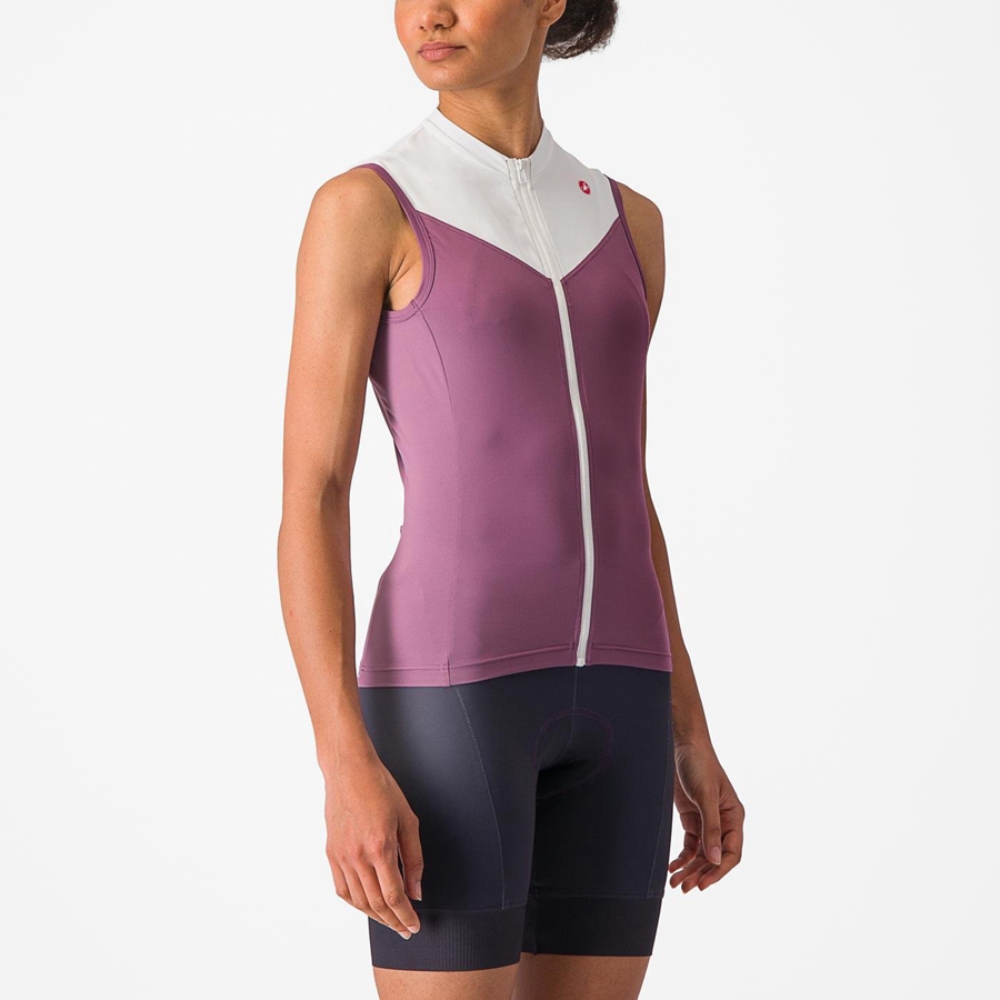 Castelli SOLARIS SLEEVELESS Mez Női Mélylila Fehér | ZJDYGTH-59