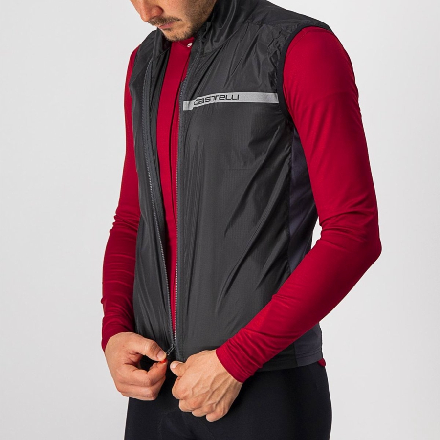 Castelli SQUADRA STRETCH Mellény Férfi Fekete Sötétszürke | OIHKBEZ-26