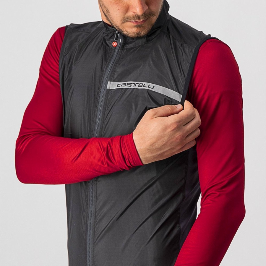 Castelli SQUADRA STRETCH Mellény Férfi Fekete Sötétszürke | OIHKBEZ-26