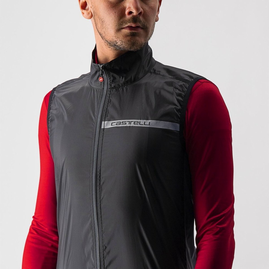 Castelli SQUADRA STRETCH Mellény Férfi Fekete Sötétszürke | OIHKBEZ-26