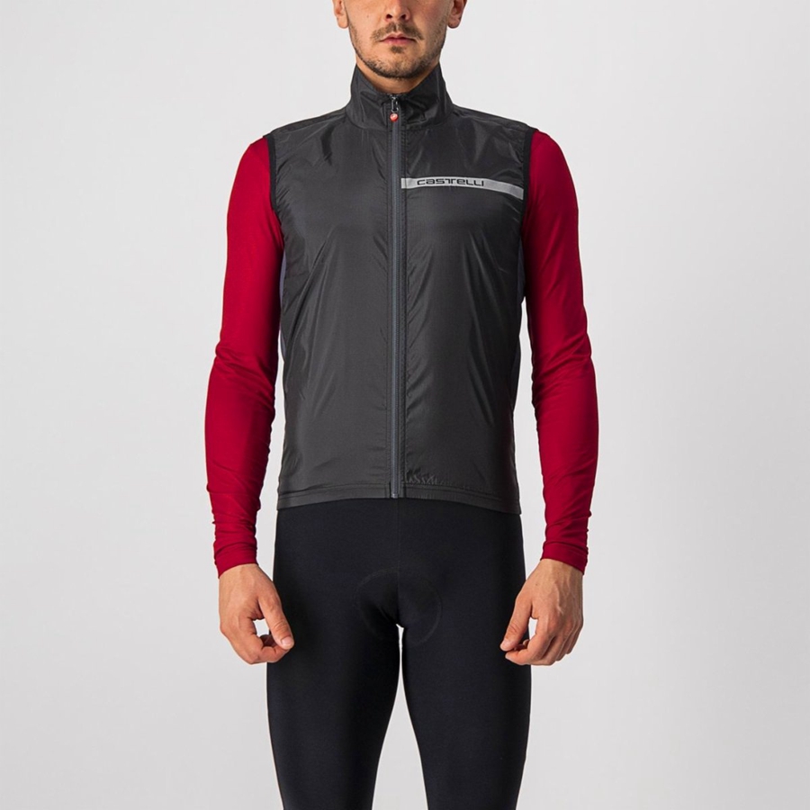 Castelli SQUADRA STRETCH Mellény Férfi Fekete Sötétszürke | OIHKBEZ-26