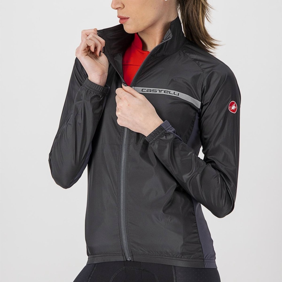 Castelli SQUADRA STRETCH W Védelem Női Fekete Sötétszürke | ZMPWKFX-98