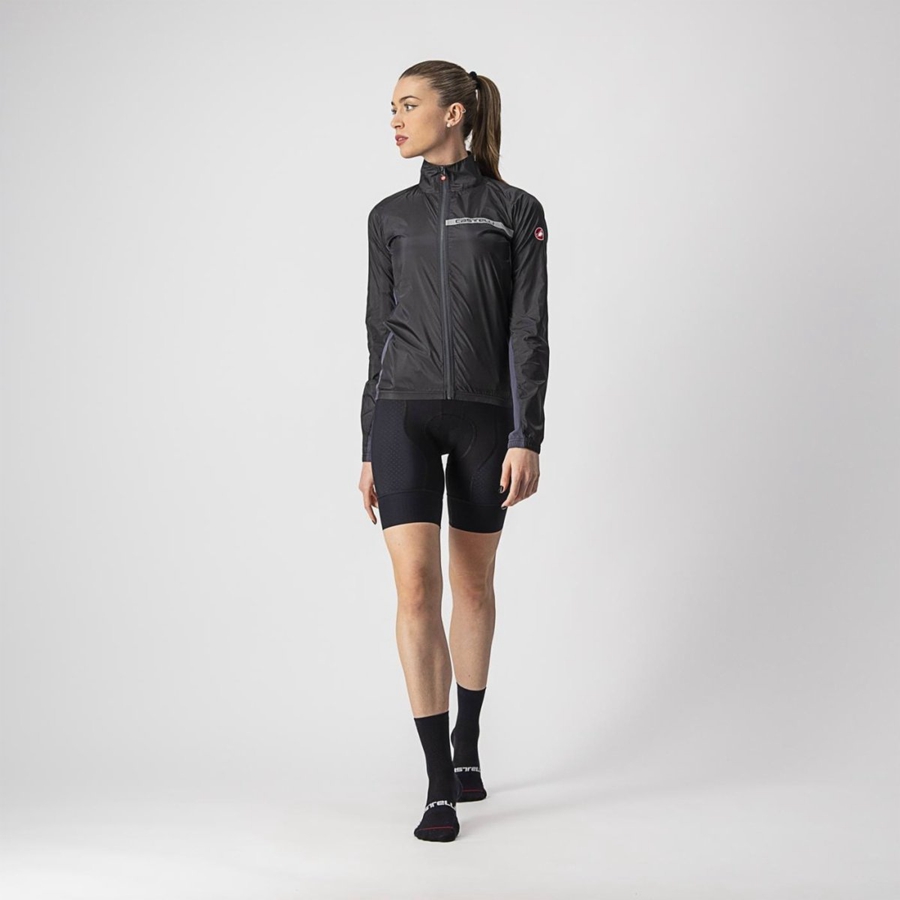 Castelli SQUADRA STRETCH W Védelem Női Fekete Sötétszürke | ZMPWKFX-98