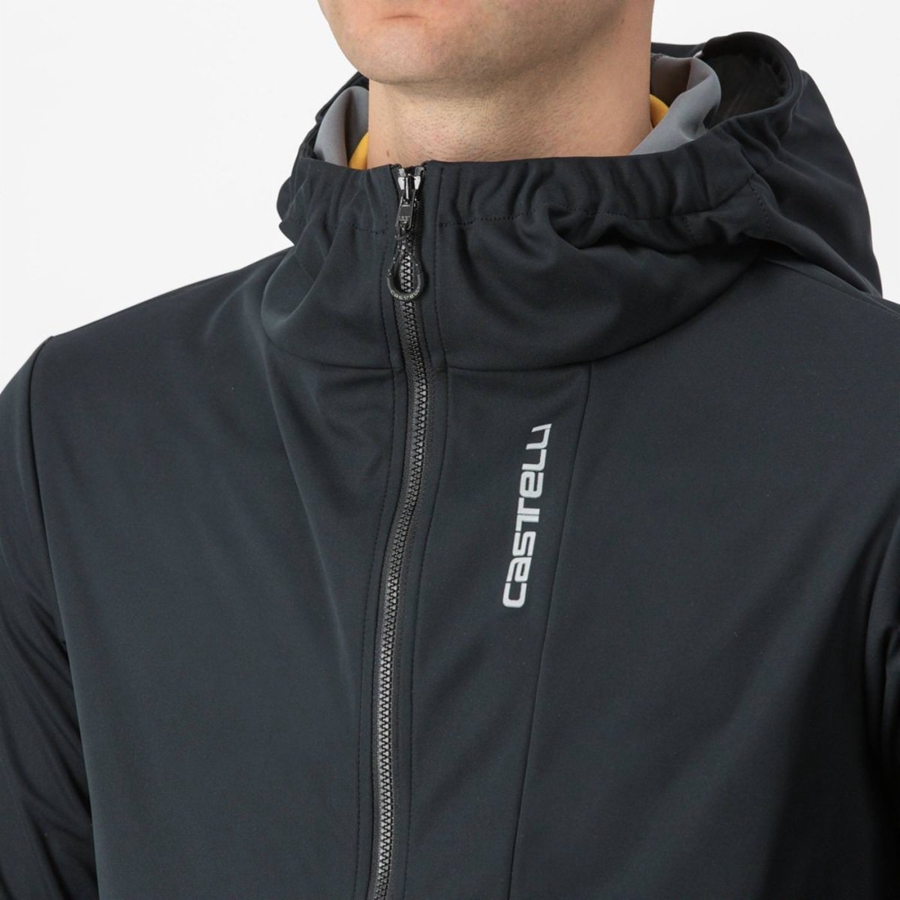 Castelli TRAIL HOODIE Kabát Férfi Fekete | LFOCTYP-46