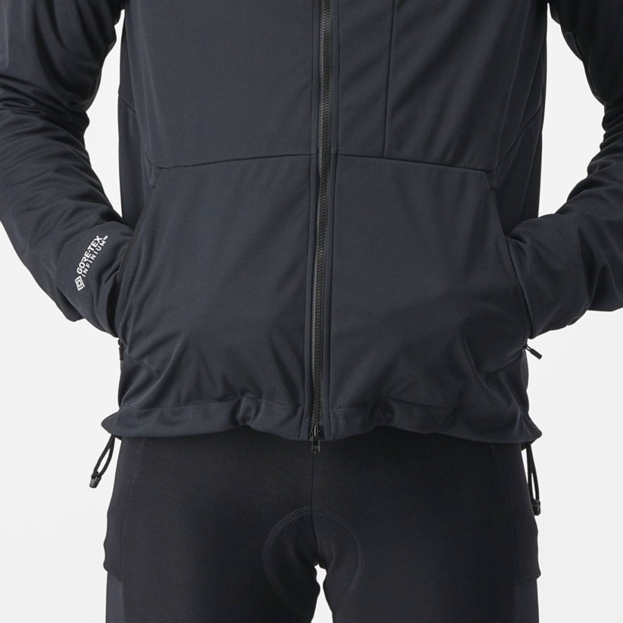 Castelli TRAIL HOODIE Kabát Férfi Fekete | LFOCTYP-46