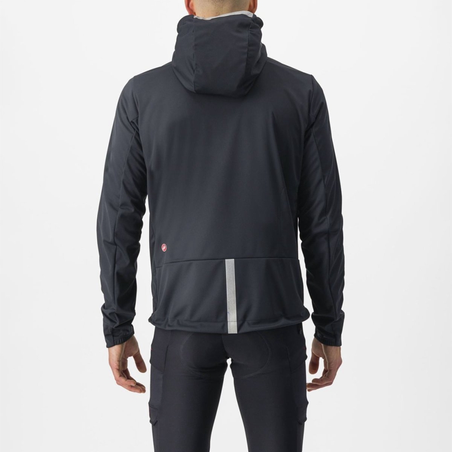 Castelli TRAIL HOODIE Kabát Férfi Fekete | LFOCTYP-46