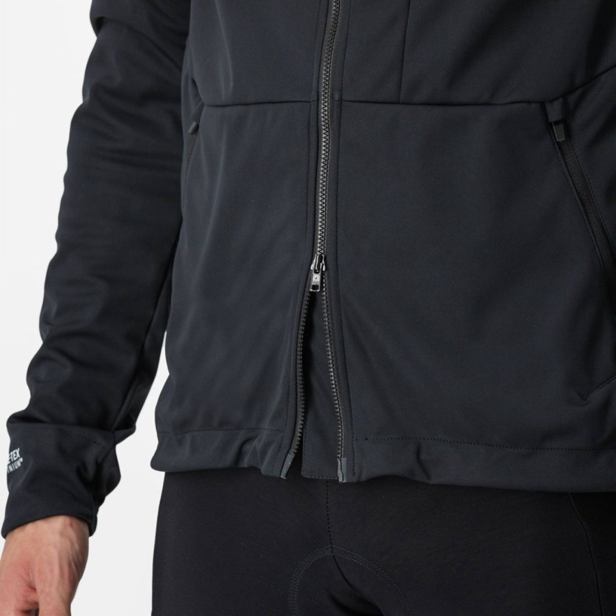 Castelli TRAIL HOODIE Kabát Férfi Fekete | LFOCTYP-46