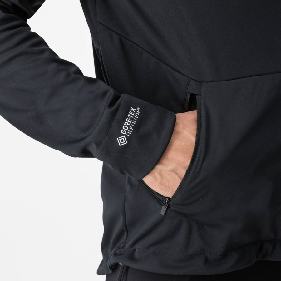 Castelli TRAIL HOODIE Kabát Férfi Fekete | LFOCTYP-46