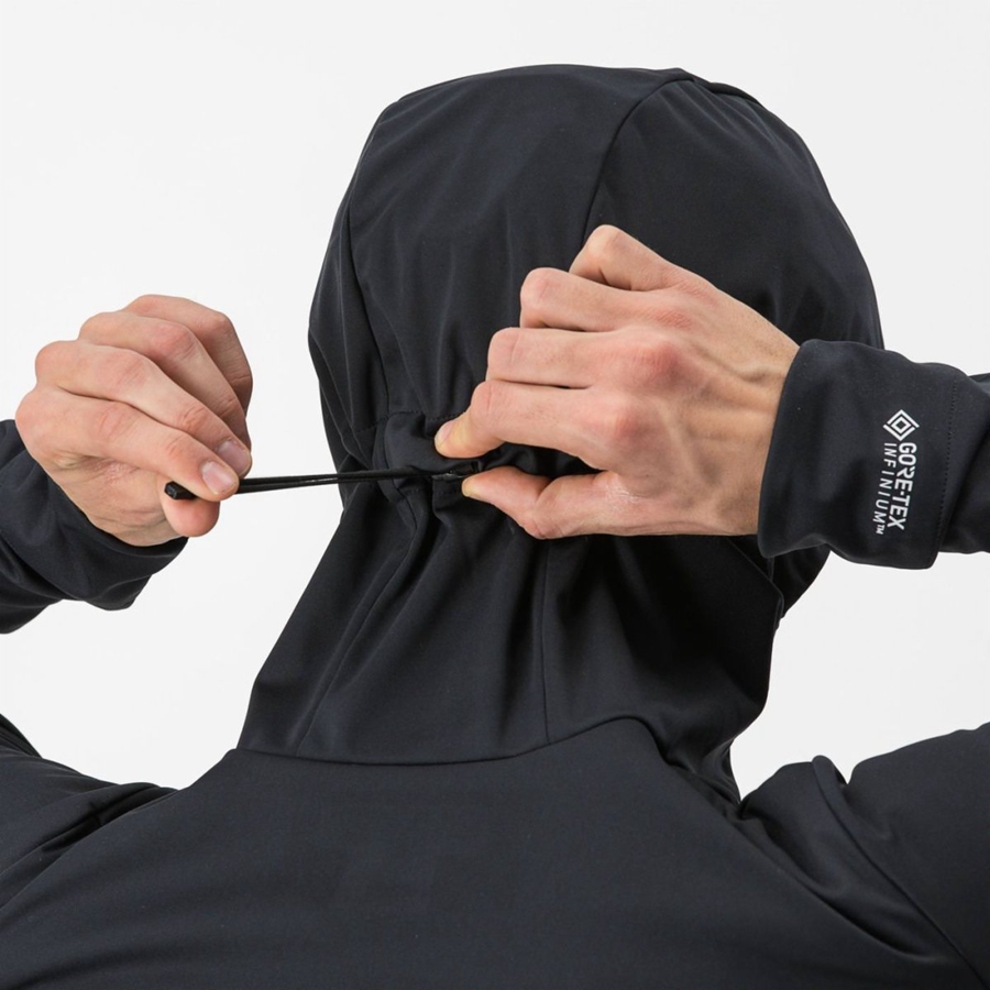 Castelli TRAIL HOODIE Kabát Férfi Fekete | LFOCTYP-46