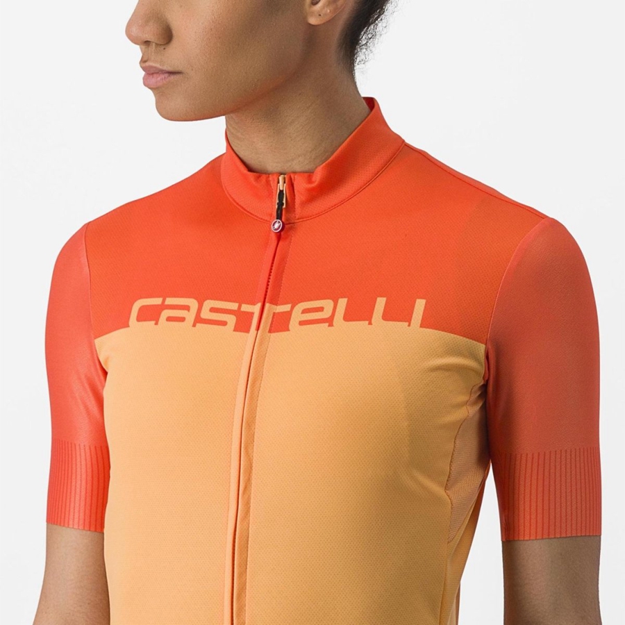 Castelli VELOCISSIMA Mez Női Narancssárga Mélypiros | WYBFCQP-21